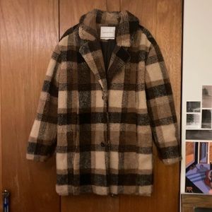 plaid sherpa coat